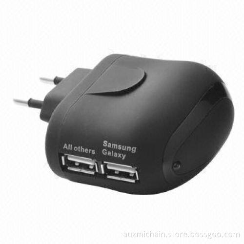 Dual USB Wall Charger, 2 USB Ports Share 2A, Supports iPad and Samsung Tab